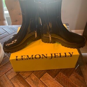 Lemon Jelly Black Winter & Rain Boots